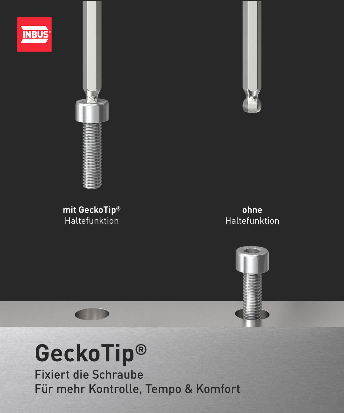 INBUS® 76893 Winkelschraubendreher Set 9tlg, 1.5–10mm, mit GeckoTip® & Kugelkopf — Made in Germany