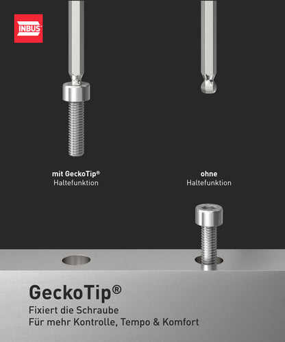 INBUS® 76893 Winkelschraubendreher Set 9tlg, 1.5–10mm, mit GeckoTip® & Kugelkopf — Made in Germany