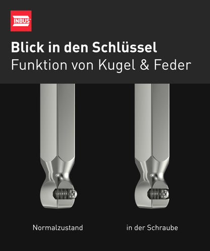 INBUS® 76893 Winkelschraubendreher Set 9tlg, 1.5–10mm, mit GeckoTip® & Kugelkopf — Made in Germany
