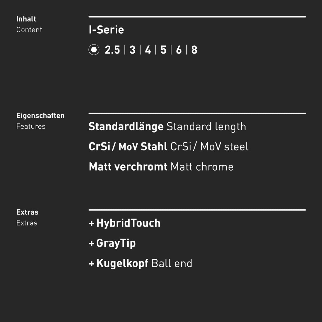INBUS® 79863 Schraubendreher Set 6tlg, 2.5–8mm, mit Kugelkopf & HybridTouch