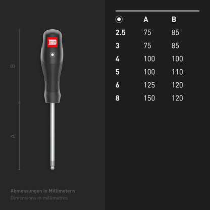 INBUS® 79863 Schraubendreher Set 6tlg, 2.5–8mm, mit Kugelkopf & HybridTouch