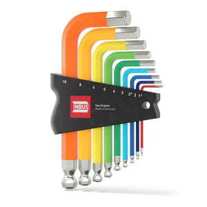 INBUS® 79870 Winkelschraubendreher Set 9tlg, 1.5–10mm, mit ColorGrip bunt & Kugelkopf — Made in Germany