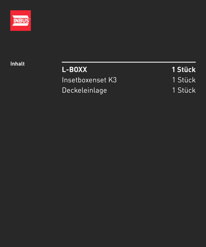 INBUS® L-BOXX Sortimentskoffer (mit Deckeldichtung und Insetboxenset), für Schrauben, Muttern und Scheiben — Das Original (72205014-IN)